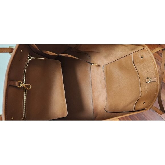 MICHAEL KORS Saffiano  Leather Brown Jet Set Travel Tote - Picture 9 of 16